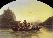 Adrian Ludwig Richter Crossing the Elbe at Aussig oil painting